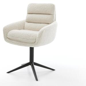 DELIFE Étkezőszék Abelia-Flex karfás teddy szövet bézs fekete kereszt láb 360° forgatható billenő funkció