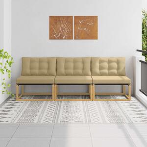 Kültéri középső kanapé Tömör akácfa és textilén Fehér