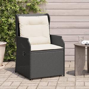 VidaXL 2 db fekete polyrattan dönthető kerti szék párnával