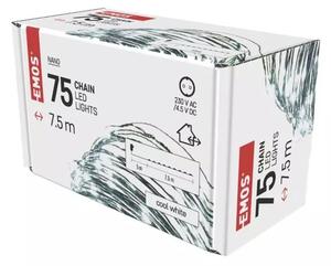 Kültéri nano fényfüzér (75 LED/7,5 méter) időzítővel - hideg fehér