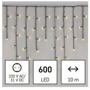Kültéri LED-es jégcsap fényfüggöny (600LED/10méter) 8 program, melegfehér
