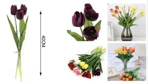 MŰVIRÁG TULIPÁN 3 SZÁLAS 40CM TÖBB FÉLE SZ