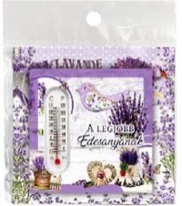 HŐMÉRŐ KERÁMIA LEVENDULÁS 10X10CM "A LEGJOBB ÉDESANYÁNAK"