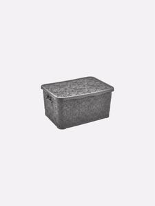 TÁROLÓDOBOZ SZÖGL. TETŐVEL MŰA. 1,25L 4 SZÍN "LACE" 8,4*12*18CM