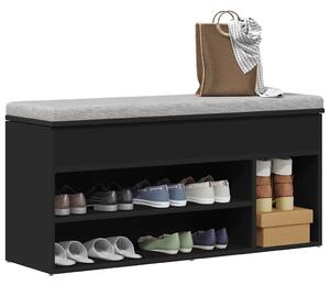 Fekete cipőpad 102 x 30,5 x 45 cm rétegelt fából