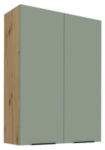 KONDELA Felső szekrény, aquamarine/artisan tölgy, ARSANY 80 G-108 2F