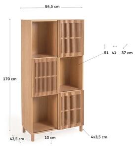 Natúr színű könyvespolc tolóajtóval, tölgyfa dekorral 85x170 cm Beyla – Kave Home