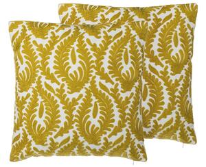 2 db díszpárna PRIMULA Pamut 45 x 45 cm Mustársárga Ikat
