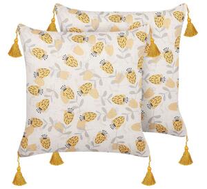2 db díszpárna ABUTILON 45 x 45 cm Bézs Virágmintás