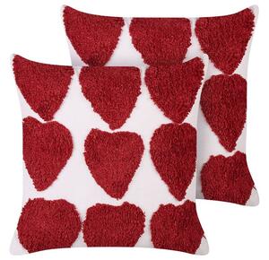 2 db díszpárna MINGORA Pamut 45 x 45 cm Piros Szívecske mintás