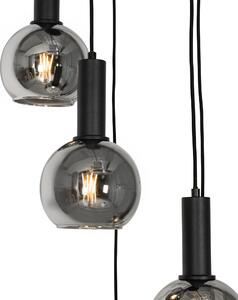 Art Deco függőlámpa fekete, füstüveggel kör 5 lámpás - Josje