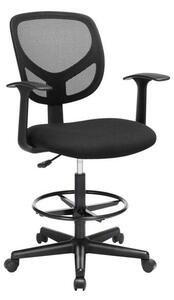 Ergonomikus irodai szék kartámaszokkal, magas forgó szék 55-75 cm ülésmagasság, fekete
