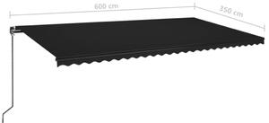VidaXL antracitszürke kézzel kihúzható napellenző 600 x 350 cm