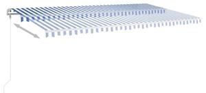 VidaXL kék-fehér automata szélérzékelős és LED-es napellenző 600x350cm