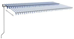 VidaXL kék-fehér automata szélérzékelős és LED-es napellenző 600x350cm