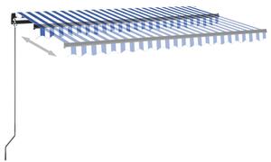 VidaXL kék-fehér automata szélérzékelős és LED-es napellenző 450x350cm