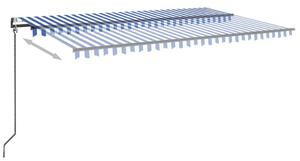VidaXL kék-fehér automata szélérzékelős és LED-es napellenző 500x350cm