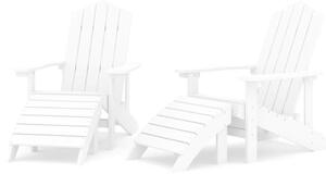 VidaXL 2 db fehér HDPE kerti adirondack szék lábtartóval