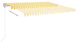 VidaXL sárga és fehér kézzel kihúzható napellenző póznákkal 4 x 3 m