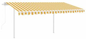 VidaXL sárga és fehér automata napellenző póznákkal 4,5 x 3 m