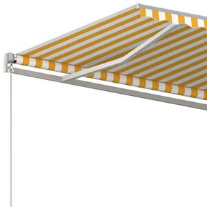 VidaXL sárga és fehér automata napellenző póznákkal 4,5 x 3 m