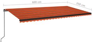 VidaXL narancs és barna kézzel kihúzható LED-es napellenző 600x350 cm
