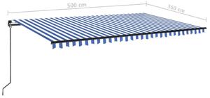 VidaXL kék és fehér kézzel kihúzható napellenző 500 x 350 cm