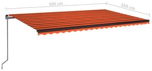 VidaXL narancssárga és barna kézzel kihúzható napellenző 500 x 350 cm