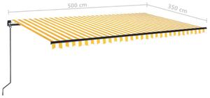 VidaXL sárga és fehér kézzel kihúzható LED-es napellenző 500x350 cm