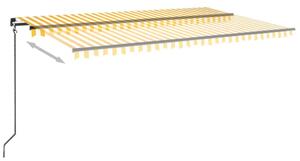VidaXL sárga és fehér kézzel kihúzható LED-es napellenző 500x350 cm