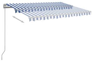 VidaXL kék és fehér automata napellenző póznákkal 3,5 x 2,5 m