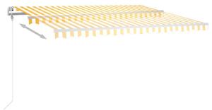 VidaXL sárga és fehér kézzel kihúzható LED-es napellenző 4 x 3 m