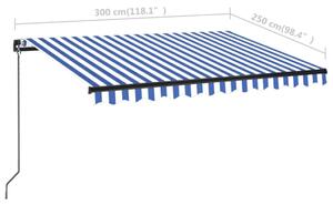 VidaXL kék és fehér kézzel kihúzható napellenző 300 x 250 cm