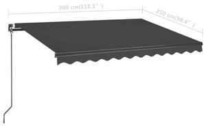 VidaXL antracitszürke kézzel kihúzható napellenző 300 x 250 cm