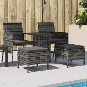 VidaXL 2 személyes szürke polyrattan kerti kanapé asztallal/zsámollyal