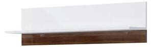 Magasfényű falipolc, 139 cm, fehér-diófa - OSLO
