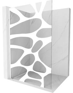 Mexen Kioto L, Walk-In zuhany paraván 80 x 200 cm, 8 mm átlátszó üveg fehér mintás, fehér profil, 800-080-103-20-97