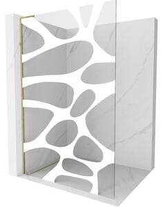Mexen Kioto L, Walk-In zuhany paraván 80 x 200 cm, 8 mm átlátszó üveg fehér mintás, arany fényes profil, 800-080-103-50-97