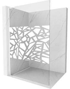 Mexen Kioto L, Walk-In zuhany paraván 110 x 200 cm, 8 mm átlátszó üveg fehér mintás, fehér profil, 800-110-103-20-85