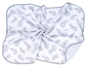 Prémium kétrétegű muszlin takaró - Tollak, fehér