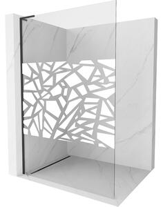 Mexen Kioto L, Walk-In zuhany paraván 110 x 200 cm, 8 mm átlátszó üveg fehér mintás, fekete profil, 800-110-103-70-85