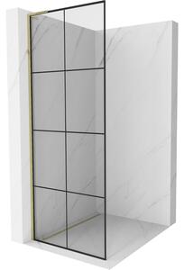 Mexen Kioto L, Walk-In zuhany paraván 80 x 200 cm, 8 mm átlátszó üveg fekete mintás, arany fényes profil, 800-080-103-50-77
