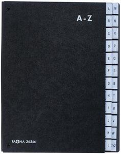 Rendszerező mappa, asztali, karton, A4, 24 rekeszes, A-Z, PAGNA Classic, fekete (PG2424604)