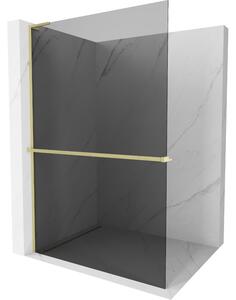 Mexen Kioto+ L, Walk-In zuhanyparaván polccal és akasztóval 70 x 200 cm, 8mm szürke üveg, arany matt profil, 800-070-123-55-40