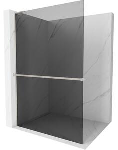 Mexen Kioto+ L, Walk-In zuhanyparaván polccal és akasztóval 70 x 200 cm, 8mm szürke üveg, csiszolt acél profil, 800-070-123-97-40