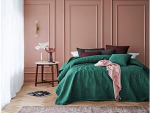 Gyönyörű sötétzöld steppelt ágytakaró 220 x 240 cm