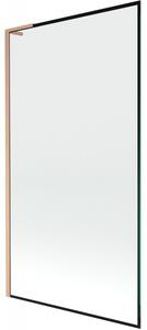 Mexen Next L, 1 szárnyú kádparaván 100 x 150 cm, 6mm átlátszó üveg-fekete mintás, rézprofil, 895-100-000-03-70-65