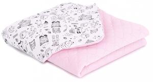 Prémium Teddy Bear takaró-párna szett - szürke erdei állatok, rózsaszín bársony