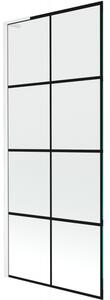 Mexen Next L, 1 szárnyas kádparaván 80 x 150 cm, 6mm átlátszó üveg-fekete mintás, fehér profil, 895-080-000-03-77-20