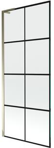 Mexen Next L, 1 szárnyas kádparaván 80 x 150 cm, 6mm átlátszó üveg-fekete mintás, arany fényes profil, 895-080-000-03-77-50